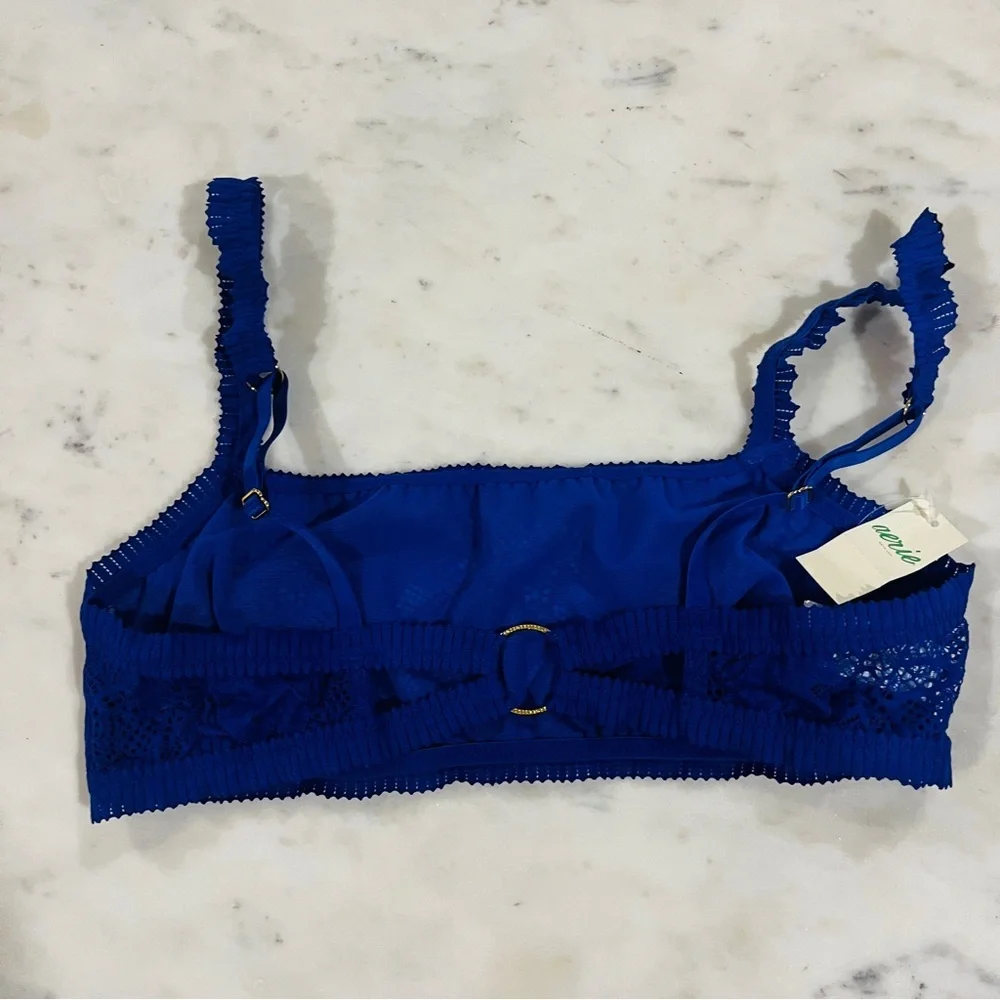 2/$30 Aerie Royal Blue Lace Bandeau Bralette Medium NWT